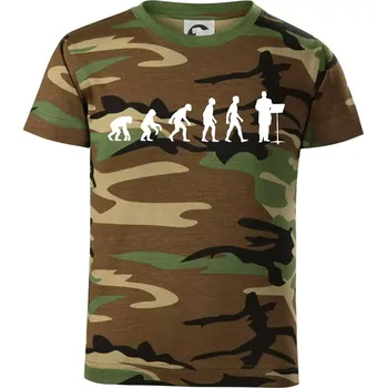 Evoluce sbormistr zepředu - Dětské maskáčové triko - 146 cm/10 let ( Hnědý maskáč )