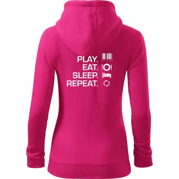 Dámská mikina Play eat sleep piano - Dámská mikina trendy zipper s kapucí - 2XL ( Purpurová )