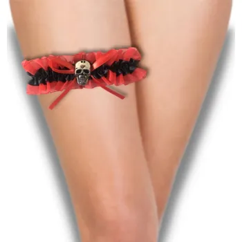 Karnevalový doplněk CHAKS PODVAZEK Lebka černo-červený