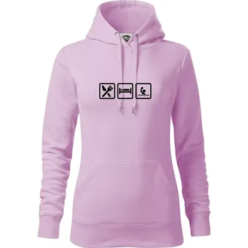 Dámská mikina Eat sleep vodní pólo v řadě - Mikina dámská Cape s kapucí - XS ( Orchid )