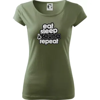 Dámské tričko Eat sleep sauna repeat - Dámské triko Pure - S ( Khaki )