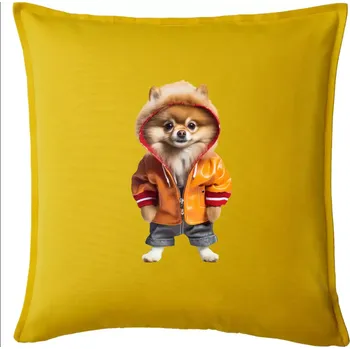 Polštář Pomeranian v bundě - Polštář 50x50 - 50x50 - Pouze potah ( Žlutá )
