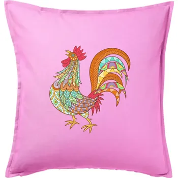 Polštář Kohout duhový - Polštář 50x50 - 50x50 - Pouze potah ( Růžová )