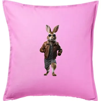 Polštář Zajíc frajer - Polštář 50x50 - 50x50 - Pouze potah ( Růžová )