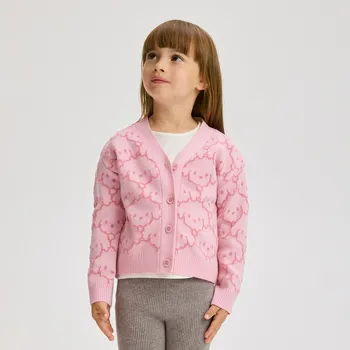 Dívčí mikina Reserved - Kardigan se vzory - růžová - 751FH-30X - 751FH-30X-92