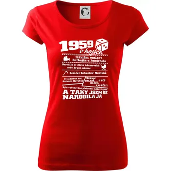 Dámské tričko 1959 v kostce - Dámské triko Pure - XS ( Červená )