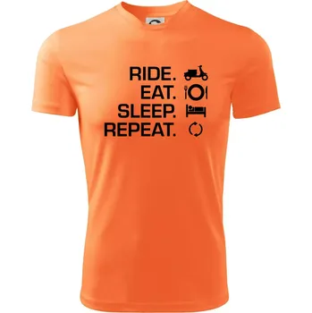 Chlapecké tričko Ride Eat Sleep Repeat moto skútr - Dětské triko sportovní (dresovina) - 122 cm/6 let ( Neon mandarine )