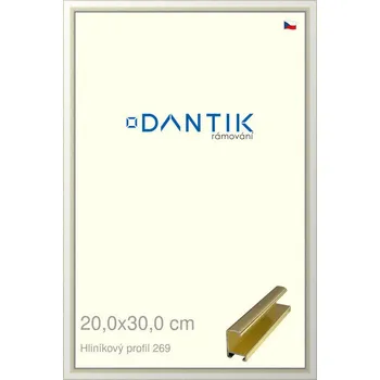 Rám na obraz DANTIK rámeček 20x30 | ALU profil 7269 Zlatá lesklá (Sklo Čiré) (Vyrobeno s láskou u nás v DANTIKU)