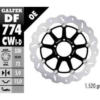 Brzdový kotouč Přední brzdový kotouč DUCATI 1098 '07-'08 1198S/R '09- 1103/1199/1299 PANIGALE '12- MULTISTRADA 1103 V4 '21-23 (pravý), GALFER