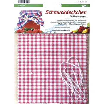 Okrasné dečky (sukýnky) a gumičky na zavařovací sklenice Gastro, 6 ks