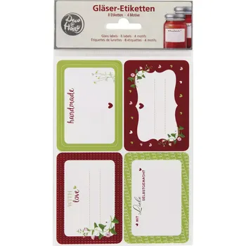 Zavařovací pomůcka Etikety na sklenice Handmade, různé barvy, 8ks