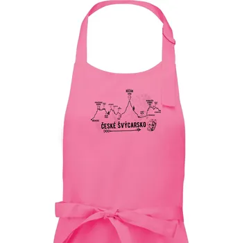 Kuchyňská zástěra Profil České Švýcarsko - Dámská zástěra na vaření - Univerzální velikost ( Růžová )
