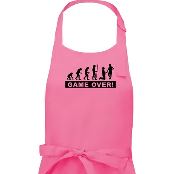 Kuchyňská zástěra Game over evoluce - Dámská zástěra na vaření - Univerzální velikost ( Růžová )