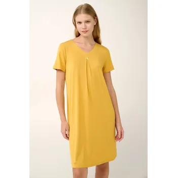 Vamp - Letní noční košile se záhyby 22910 - Vamp yellow narcissus 3xl