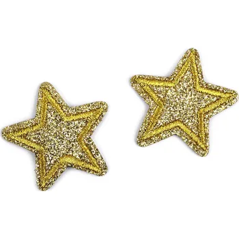 Nášivka Nažehlovačka hvězda s glitry, barva 3 zlatá