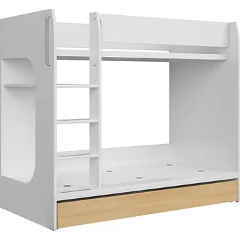 Postel Patrová postel do dětského pokoje Nandu - Black Red White - BRW Bílý Lesk / Polský Dub 96.5x156.5 cm