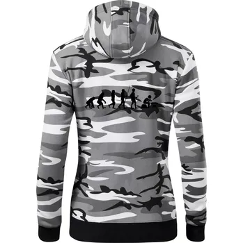 Dámská mikina Evoluce šachy - Dámská mikina trendy zipper s kapucí - XS ( Šedý maskáč )