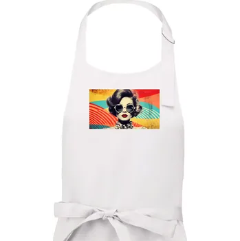 Kuchyňská zástěra Retro žena - Pánská zástěra na vaření - Univerzální velikost ( Bílá )