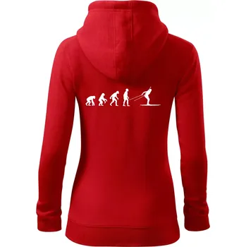 Dámská mikina Biathlon Evoluce Běh - Dámská mikina trendy zipper s kapucí - XL ( Červená )