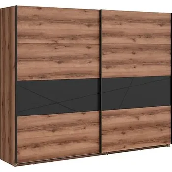 Šatní skříň Velká prostorná třídveřová šatní skříň do ložnice Forn - Black Red White - BRW Dub Delano / Černý Mat 270x218.5 cm