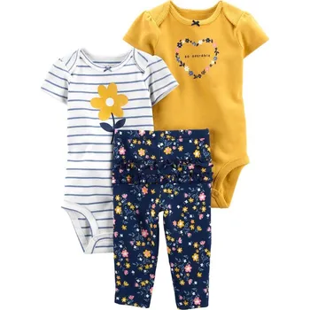 Kojenecká souprava CARTER'S Set 3dílný body kr. rukáv 2ks, kalhoty Multiflora dívka LBB PRE