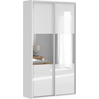 Šatní skříň Skříň Flex 120 - Black Red White - BRW Bílý lesk / zrcadlo 120x218 cm