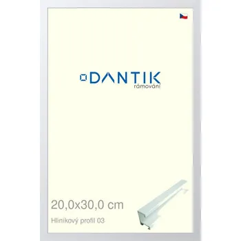 Rám na obraz DANTIK rámeček 20x30 | ALU profil 7003 Bílá matná (Sklo Čiré) (Vyrobeno s láskou u nás v DANTIKU)