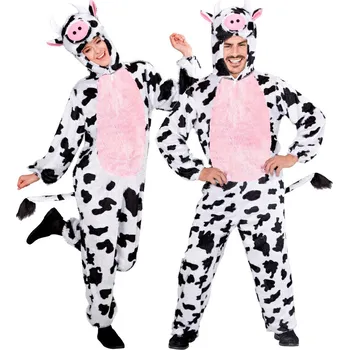 Karnevalový kostým Plyšový overal kravička pro dospělé - M/L (175 cm)