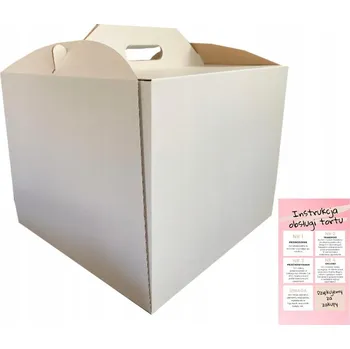 Jednorázové nádobí Krabice s rukojetí na dort Aleksander-Print 32x32x28 cm bílé 5 ks