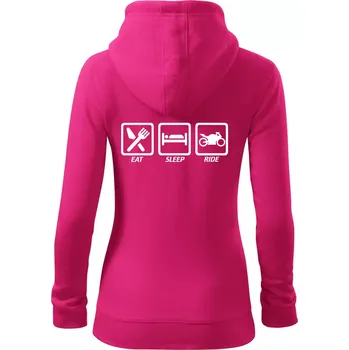 Dámská mikina Eat sleep ride - silnice - Dámská mikina trendy zipper s kapucí - M ( Purpurová )