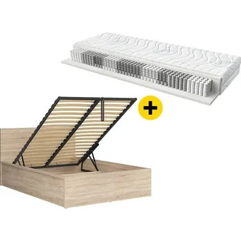 Postel Sada postel do ložnice Tetrix B 140 a matrace Merida - Black Red White - BRW Dub Sonoma 149x95 cm