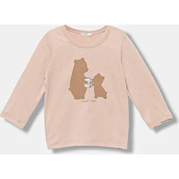 Chlapecké tričko Dětské bavlněné tričko s dlouhým rukávem United Colors of Benetton 3ATNA106L.W.seasonal béžová 01A, vel. 82