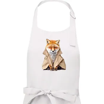 Kuchyňská zástěra Liška v kabátu - Dámská zástěra na vaření - Univerzální velikost ( Bílá )
