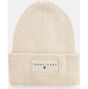 Čepice Bavlněná čepice Tommy Jeans béžová barva, AW0AW17913 01X, vel. ONE SIZE