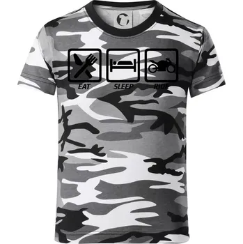 Chlapecké tričko Eat sleep ride - silnice - Dětské maskáčové triko - 122 cm/6 let ( Šedý maskáč )