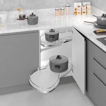 Nábytkové kování Systém rohový výsuvný - ledvinka STARAX chrom s tlumením LEVÁ 850x490x600 (500mm) S-3113-C*