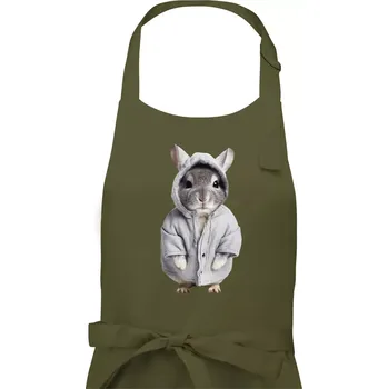 Kuchyňská zástěra Křeček v mikině - Pánská zástěra na vaření - Univerzální velikost ( Khaki )