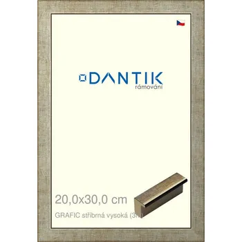 Rám na obraz DANTIK rámeček 20x30 | GRAFIC stříbrná vysoká (Sklo Čiré) (Vyrobeno s láskou u nás v DANTIKU)