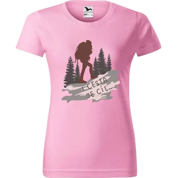 DOBRÝ TRIKO Dámské tričko s potiskem I cesta je cíl Barva: Růžová, Velikost: XL