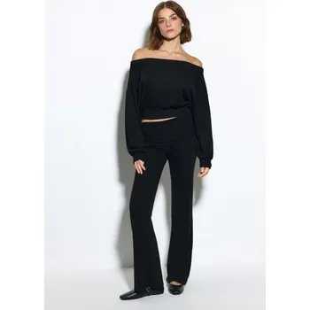 Dámské kalhoty Úpletové kalhoty do zvonu - L - House - černá - 663GX-99X