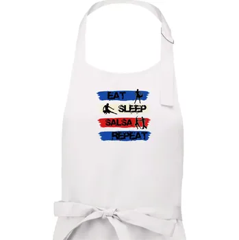 Kuchyňská zástěra Eat sleep salsa repeat - Dámská zástěra na vaření - Univerzální velikost ( Bílá )