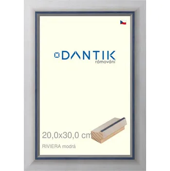 Rám na obraz DANTIK rámeček 20x30 | RIVIERA modrá (Sklo Čiré) (Vyrobeno s láskou u nás v DANTIKU)