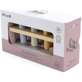 Dřevěná hračka VIGA PolarB dřevěná zatloukací lavice s kladívkem Lisek Montessori