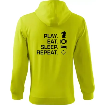 Pánská móda Eat sleep play - šachy - Mikina s kapucí na zip trendy zipper - L ( Limetková )