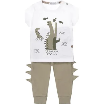 Kojenecká souprava DIRKJE Set 2.d. tričko kr. rukáv + tepláky bílá kluk vel.56