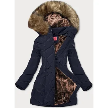 Dámská bunda Tmavě modrá dámská zimní bunda s kapucí (m-21308) odstíny modré XXL (44)