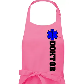 Kuchyňská zástěra Hvězda života - doktor - Pánská zástěra na vaření - Univerzální velikost ( Růžová )