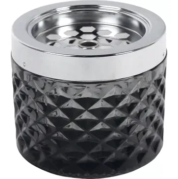 Popelník Popelník venkovní do větru skleněný Gastro 9,6 cm, černý