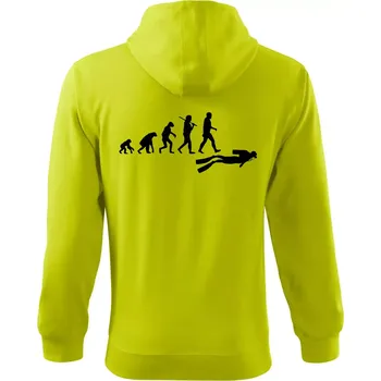 Pánská móda Evoluce potápění - Mikina s kapucí na zip trendy zipper - 3XL ( Limetková )