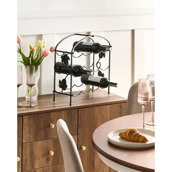 Stojan na víno Stojan na víno černý železo kov obloukový tvar 43 x 44 x 15 cm na láhve industriální styl kuchyně dekorace Beliani